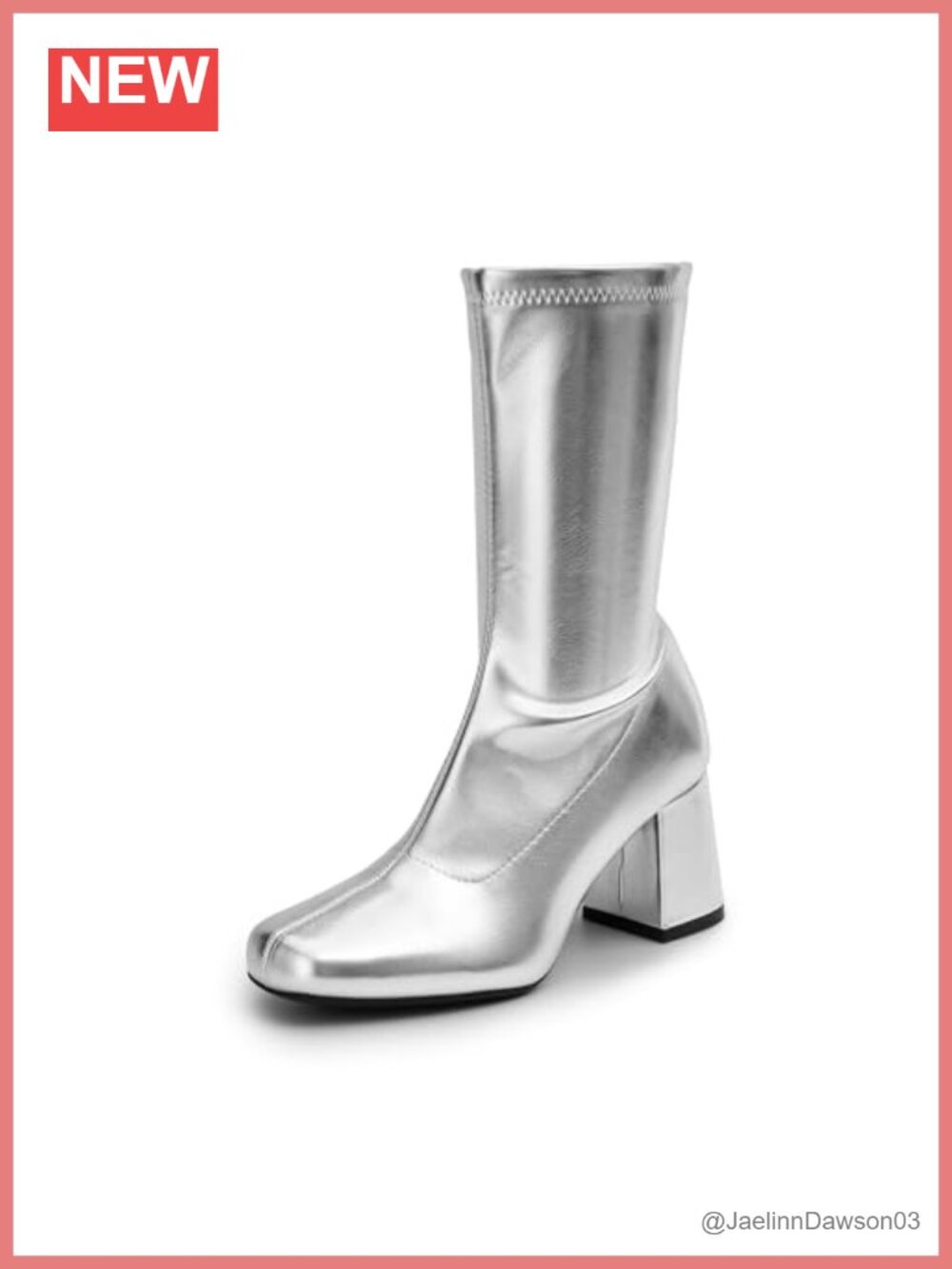 Women's Mid Calf Square Toe Block Heel Boots with Faux Leather Upper
